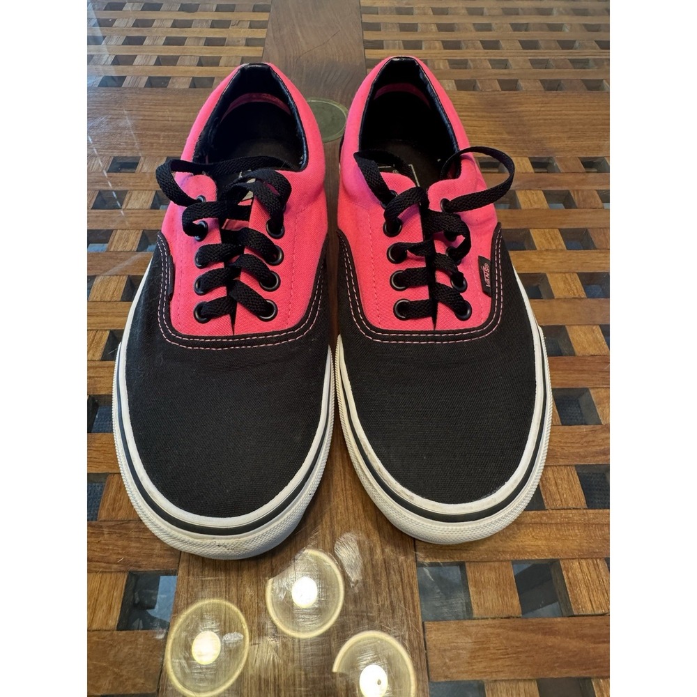 VANS Authentic Original Low Top Exclusive Neon Hot‎ Pink Black Mens 7.5 Womens 9